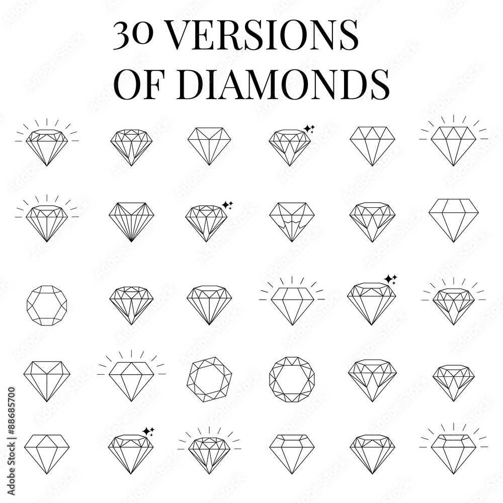 Diamond  icons set - obrazy, fototapety, plakaty 