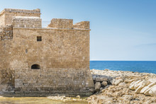 Ancient Byzantine Fort On The Mediterranean Harbor Of Paphos, Cyprus.
