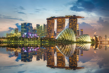 Singapore Skyline And View Of Marina Bay