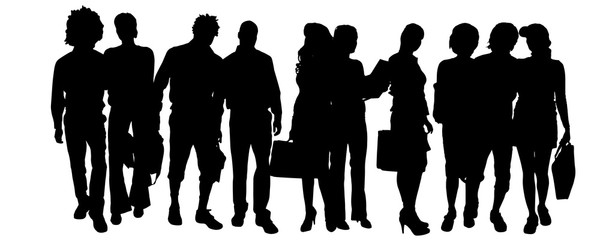 Poster - Vector silhouette of a group of people.