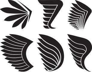 Wall Mural - Set of 6 vector wings.