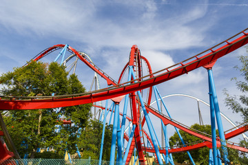 Roller Coaster in funny amusement park.