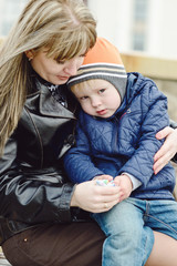 mother calming down son