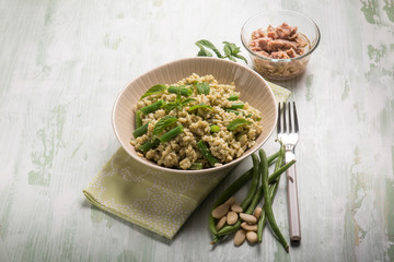 Wall Mural - cold rice salad with tuna greenbeans almond and mint