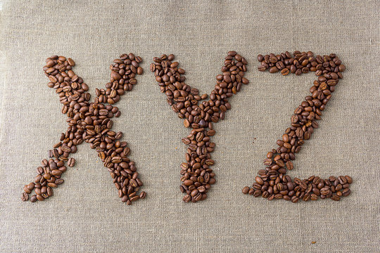 letters made of coffee beans