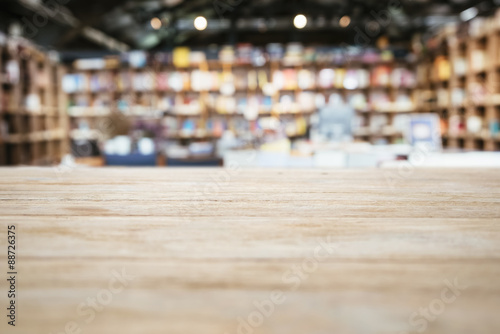 Plateau compteur avec Brouillé Bookshelf Bookstore Contexte Tableau sur Toile