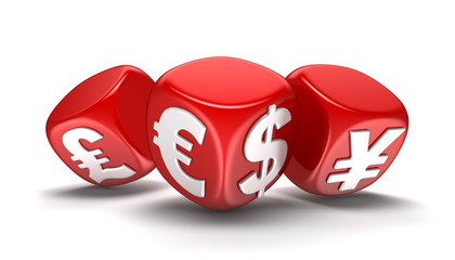 Poster - Dices with currencies (clipping path included)