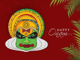 Sticker - Kathakali dancer face for Happy Onam.