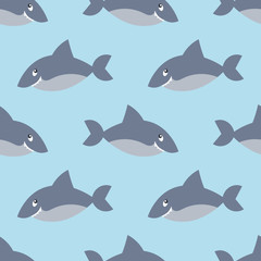 Wall Mural - repeating pattern with sharks