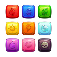 Sticker - Colorful gemstones with nature elements symbol