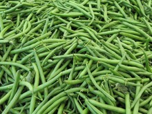 Pile Of Fresh Organic Green Beans At Local Farmers Market