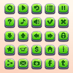 Poster - Big set of cartoon green buttons