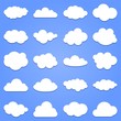 © lacodk - Set of white cloud with shadow on a blue background