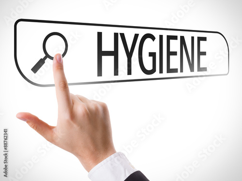 Fotografie, Obraz Hygiena napsaný v vyhledávacího řádku na virtuální obrazovce