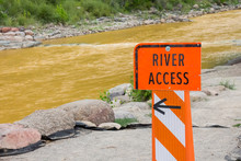 Empty River Access Due To Orange Toxic Mine Waste Accidentally Released By The EPA