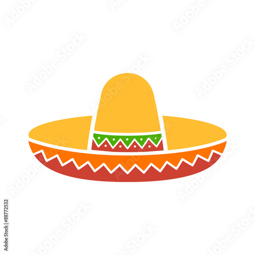 Fotografía Sombrero / Mexican hat colorful flat icon for apps and websites