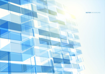 Wall Mural - Modern blue glass wall of office building