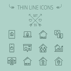 Poster - Real Estate thin line icon set