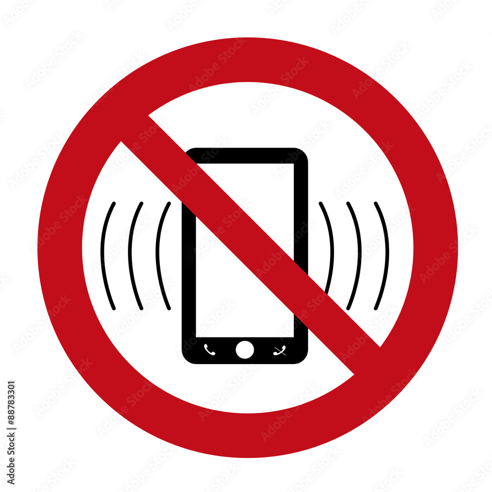 zakaz telefonowania, zakaz używanie telefonu, znak - obrazy, fototapety, plakaty 