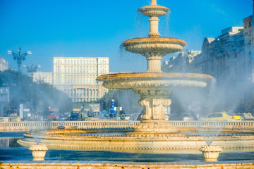 Wall Mural - Bucharest central city fountain