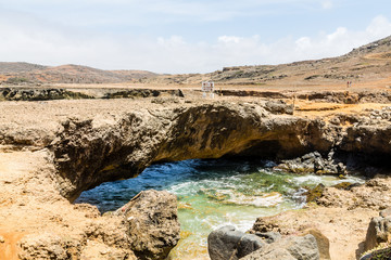 Canvas Print - Sign on Aruba Natural Bridge