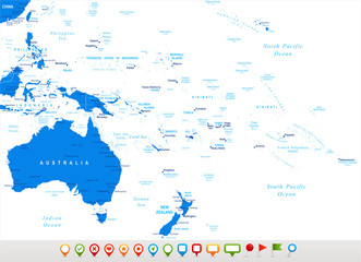 Wall Mural - Australia and Oceania - map and navigation icons - illustration.