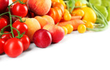 Fototapeta Tęcza - Heap of fresh fruits and vegetables  isolated on white