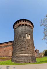 Wall Mural - Saint Spirit Tower of Sforza Castle (XV c.) in Milan, Italy