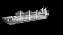 Oil Tanker Ship Wire Model Isolated On White. Loop. My Own Design