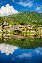 Reflection of tribute village in Ban rak thai