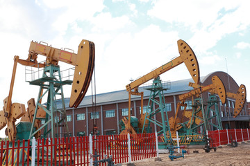 Golden yellow Oil pump of crude oilwell rig