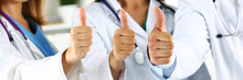 Three Medicine Doctor Hands Showing OK Or Approval Sign
