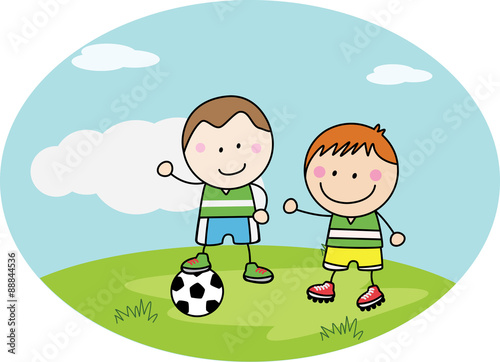 Football Kids Playing At Park Stock Vector Adobe Stock Football Kids Playing At Park Stock Vector Adobe Stock