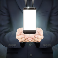 Wall Mural - businessman holding a smartphone