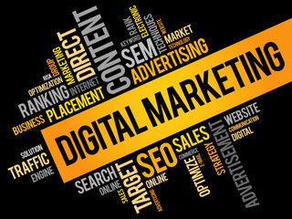 Poster - digital marketing word cloud, business concept