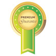 Runder Premium Guarantee Button in hellgrün auf weißem Hintergrund