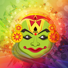 Sticker - Kathakali dancer face for Happy Onam celebration.