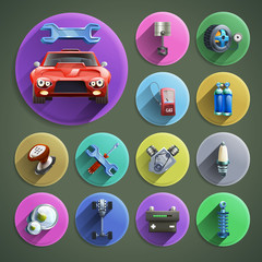 Poster - Car Repair Cartoon Icons Set