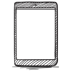 Tablet PC Hand Drawn Vector Illustration.