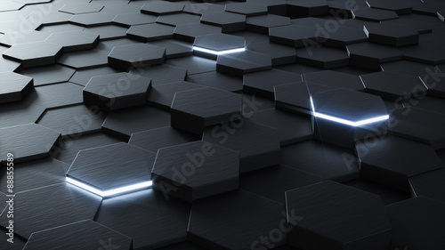 Obraz w ramie Technical 3D hexagonal background design