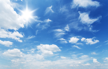 Wall Mural - White heap clouds in the blue sky.