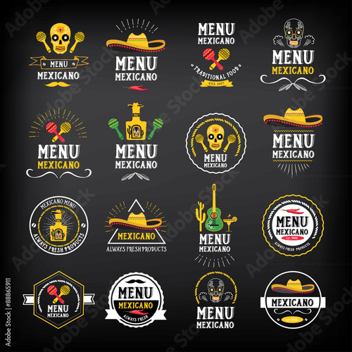 Fotomural Menu mexican logo and badge design.