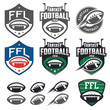 American football fantasy league labels, emblems and design elements
