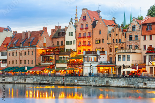 Obraz w ramie Old Town and Motlawa River in Gdansk, Poland