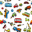 Funny Cars. kids seamless pattern texture.