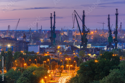 Obraz w ramie Gdansk Shipyard at night, Poland