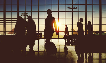 Poster - Back Lit Business People Traveling Airport Passenger Concept
