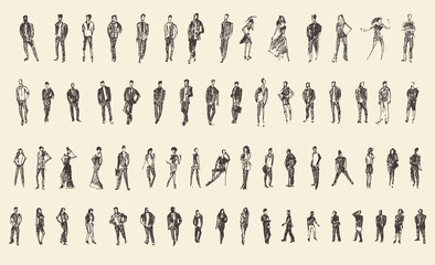 people sketch, vector illustration, hand drawing