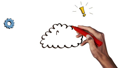 Poster - Hand drawing cloud computing brainstorm with doodles