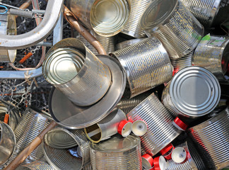 Wall Mural - tin cans empty in the junkyard of the EcoCentre